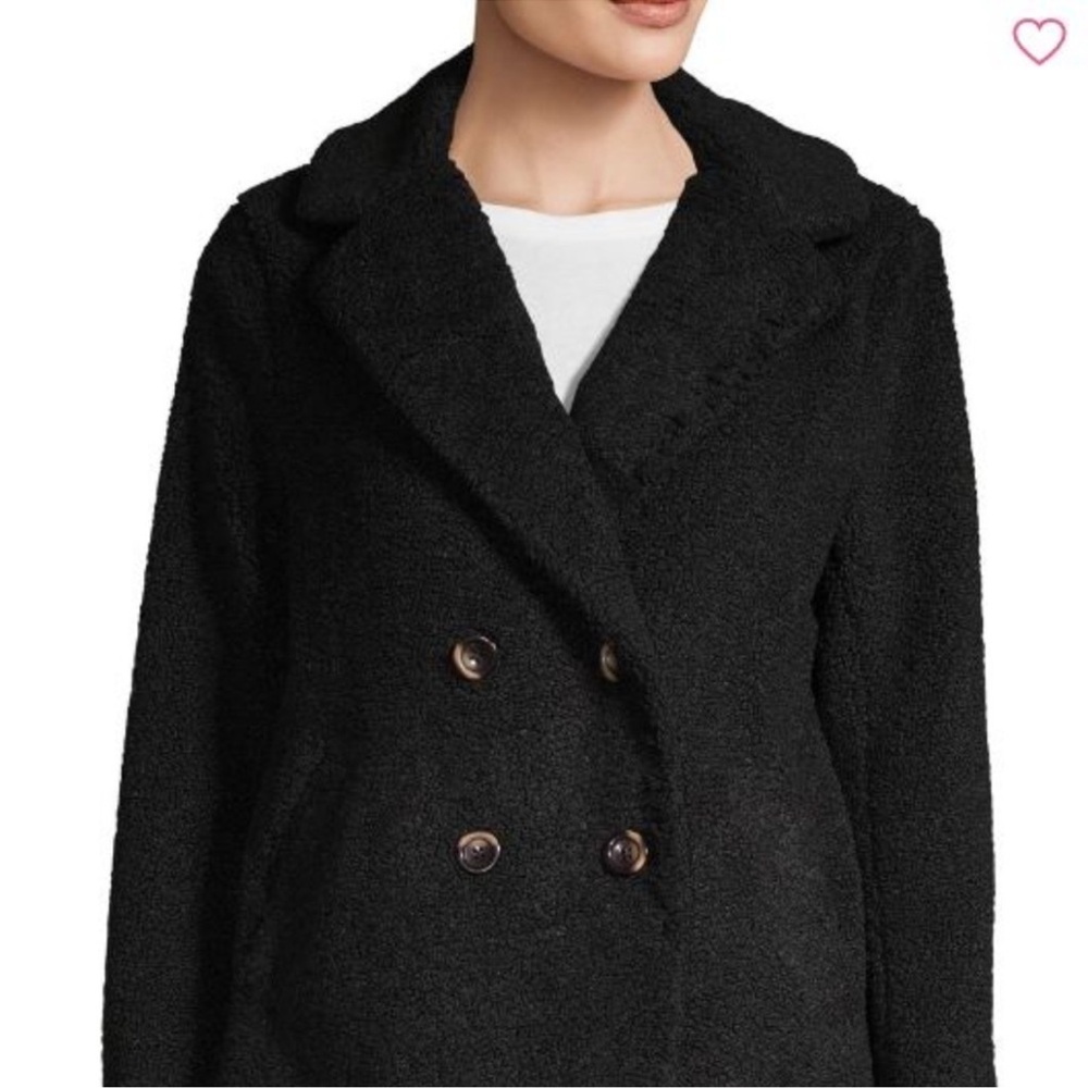 Sanctuary Free Spirit Faux Shearling Peacoat Coat Black Medium NWT